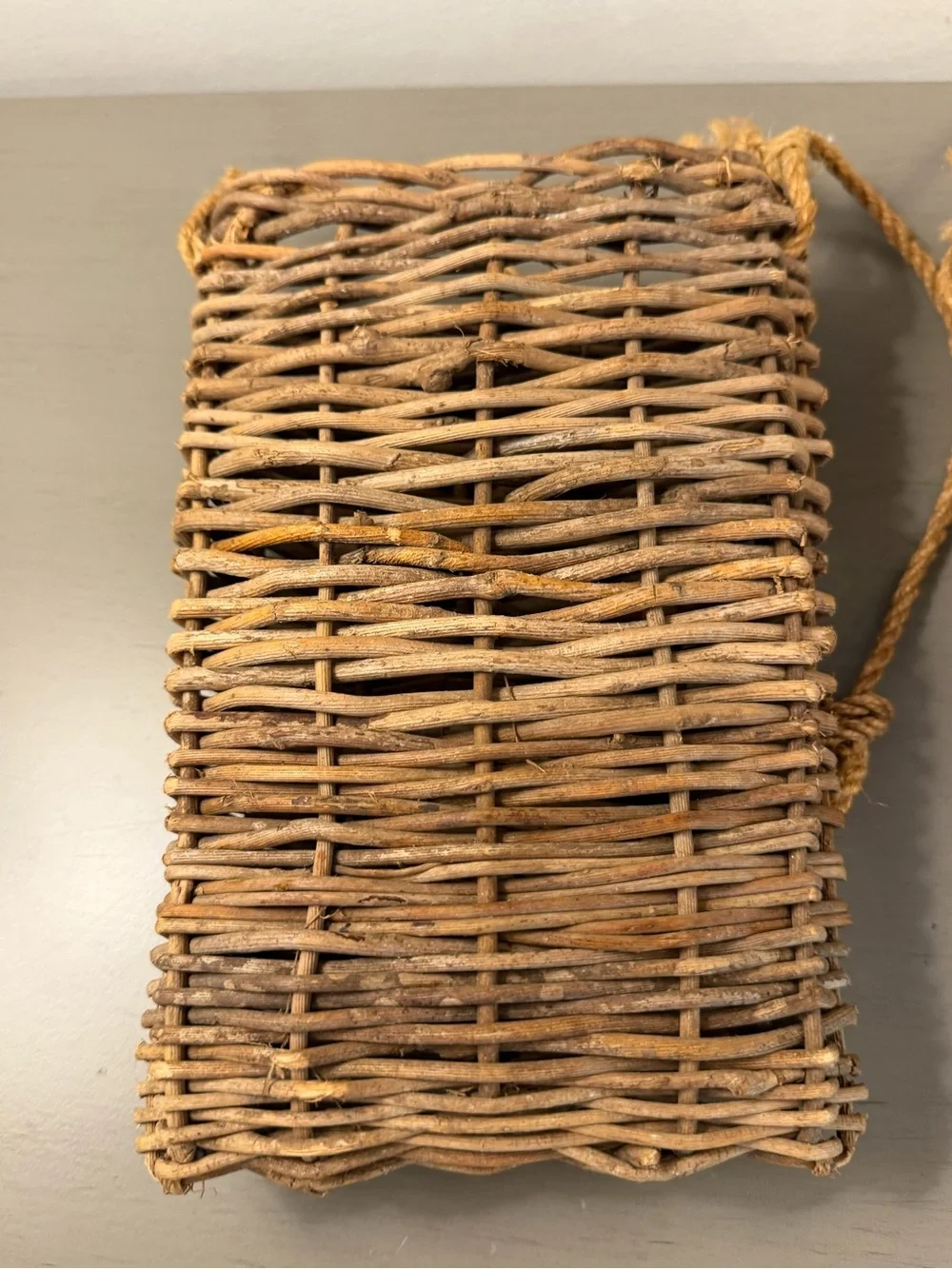 Rustic Twig Wall Pocket Hanging Baskets Set of 2 Woven Wood Rope Farmhouse